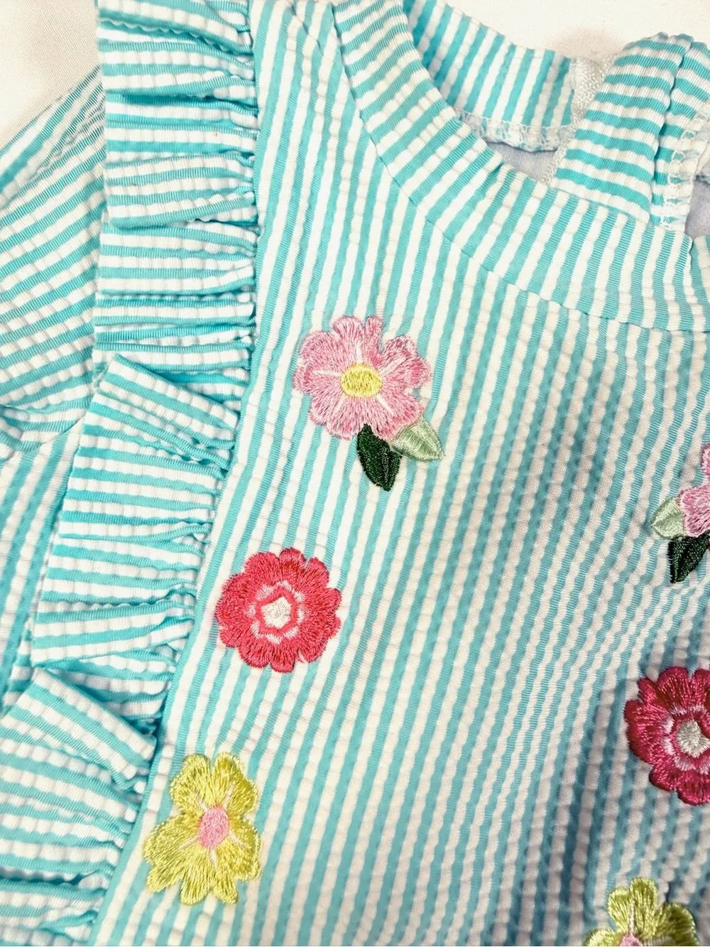 NICOLE MILLER NEW YORK Baby Girls' Floral Seersucker Ruffle One Piece Preppy 12M